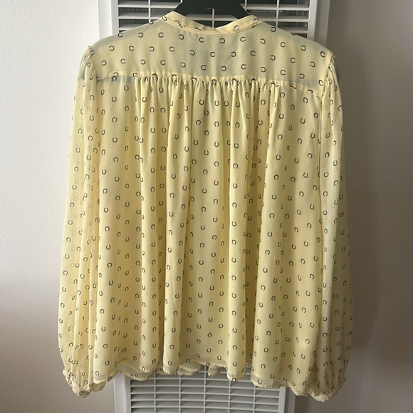 Ann Taylor Horseshoe V-Yoke Tie Neck Blouse XL - Picture 6 of 6